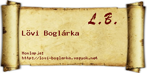 Lövi Boglárka névjegykártya